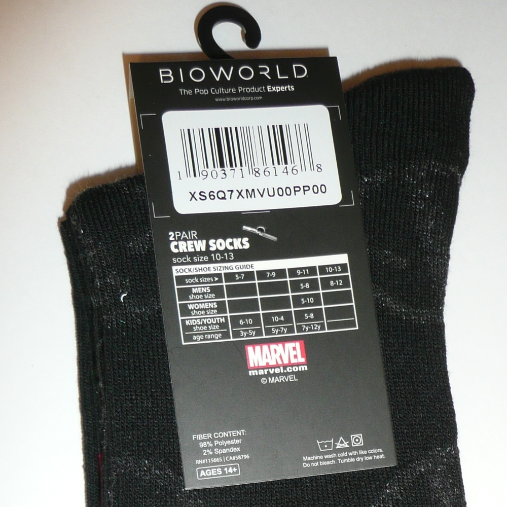 Deadpool Metallic Yarn 2 Pairs Socks Set Pack - Picture 7 of 8